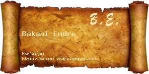 Baksai Endre névjegykártya